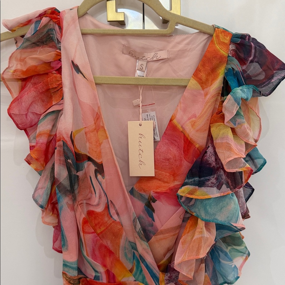 Hutch Multicolor Floral Midi wrap Dress NWT SMALL - Picture 5 of 8